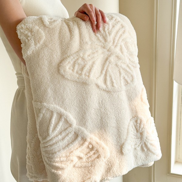 Elegante Flanell-Decke mit Schmetterlings-Jacquard