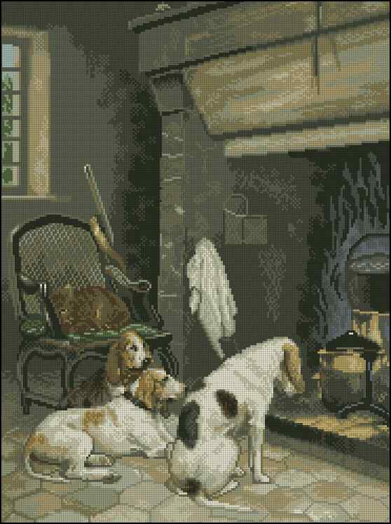 CMP 400171 Dogs By The Fireplace