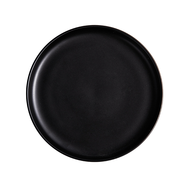 Round Plastic Tray, Cream and Black