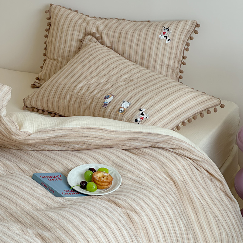 Cotton bedding set, 4-piece, double gauze
