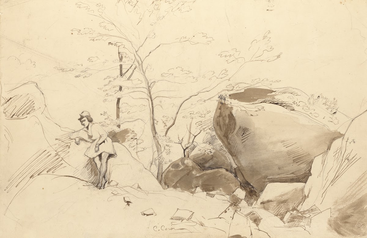 Fontainebleau Figure Leaning Against a Rock 18301835