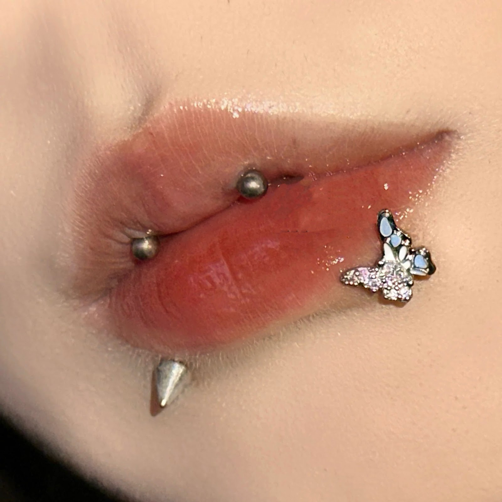 Lippenstecker Edelstahl mit Strass, verschiedene Größen