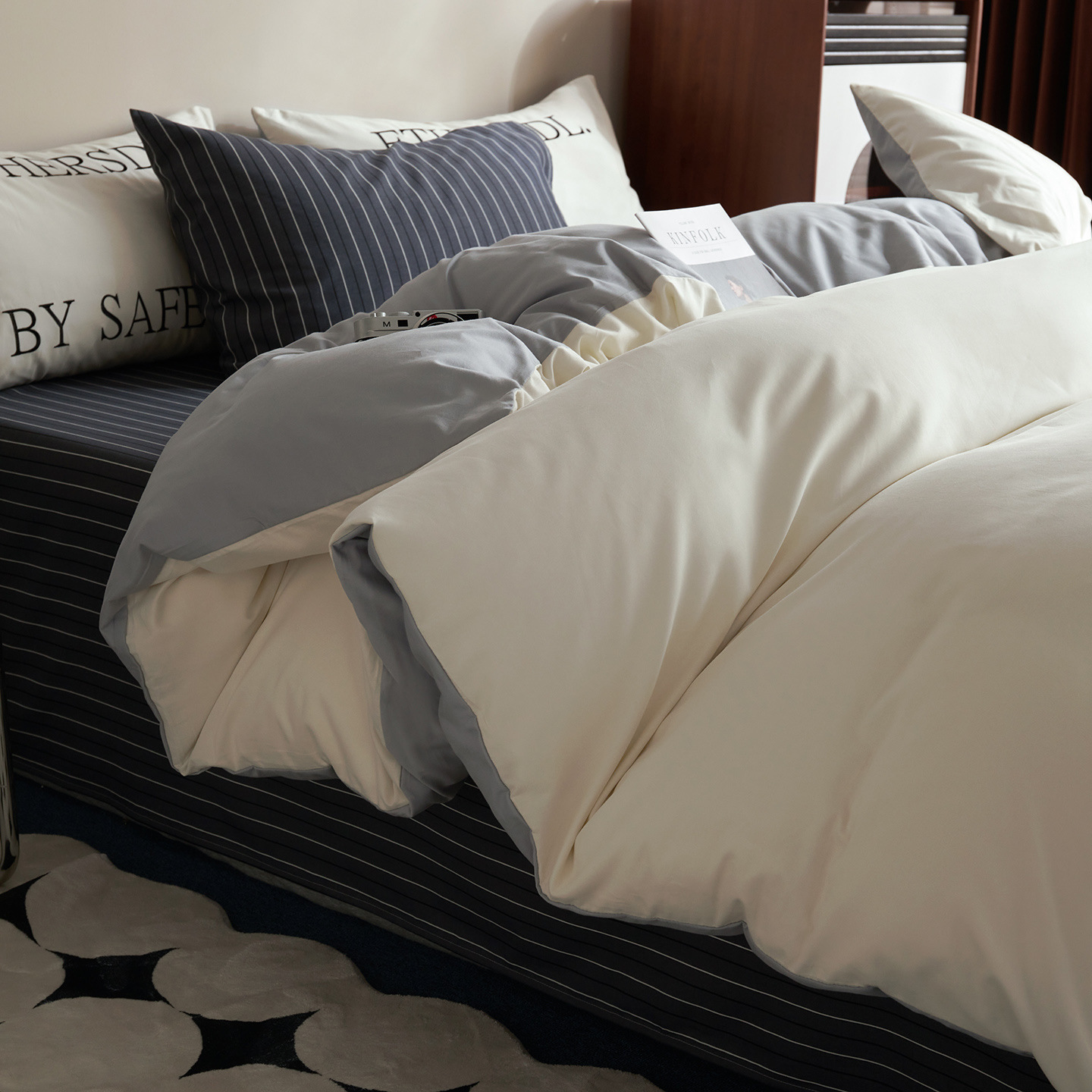 Bedding set made of brushed cotton, plain
