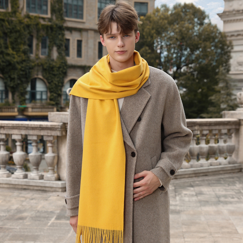 Solid-colored wool scarf for men and women
