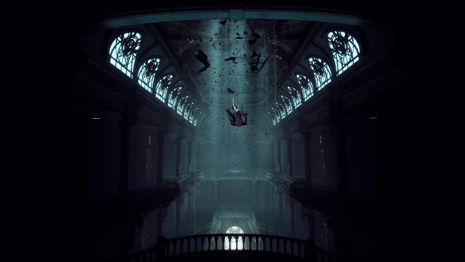 Gothic Cathedral Skylight Fall - Digital Fantasy Art 4K Wallpaper (3840x2160)