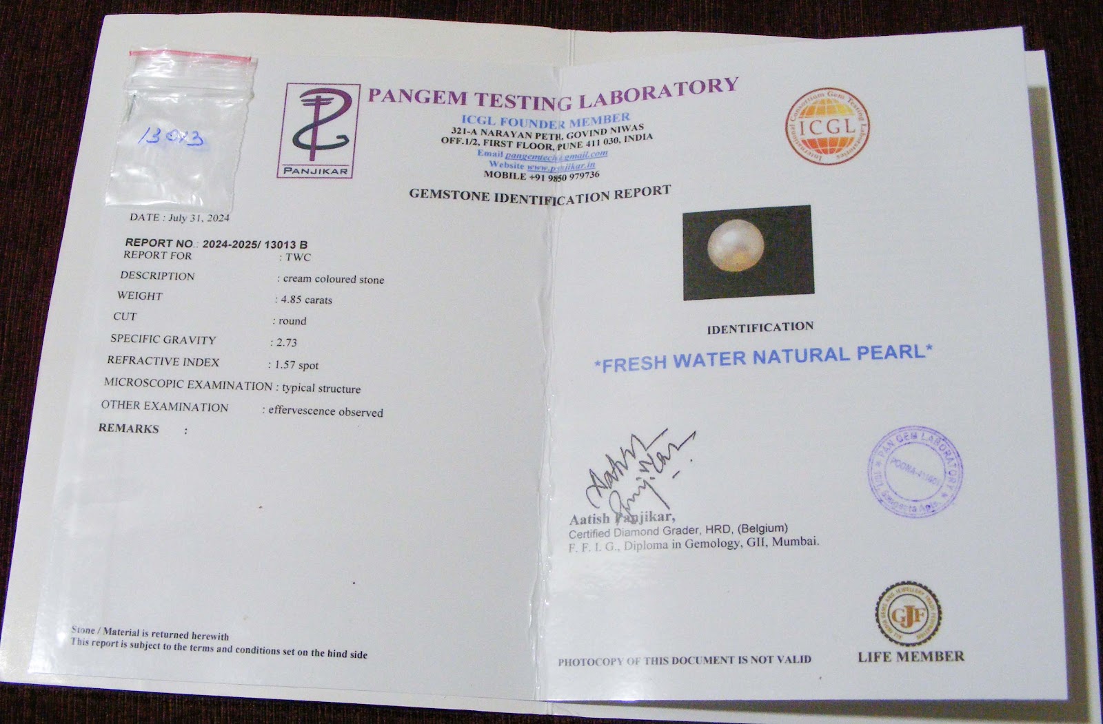 Fresh water Natural Pearl 4.90