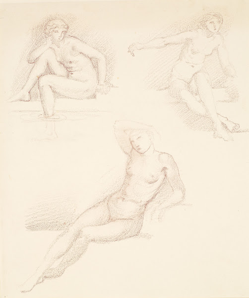 Female Nude  Three Studies of a seated Girl