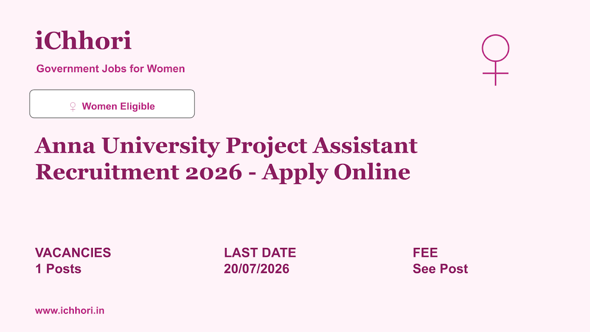 Anna University Project Assistant Recruitment 2026 - Apply Online - iChhori