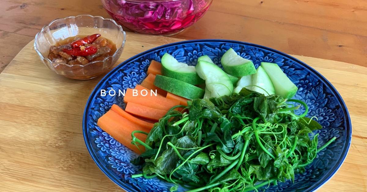 Đọt Nhãn Lồng Luộc Chấm Kho Quẹt