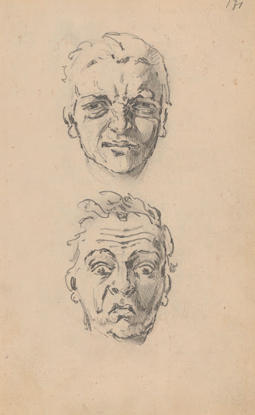 Studies of a mans head with different face expressions 1887 1888