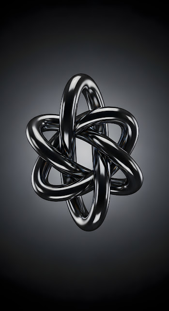 Abstract 3D Render of Interlocking Chrome Metal Knot on Dark Background - Free mobile Wallpaper