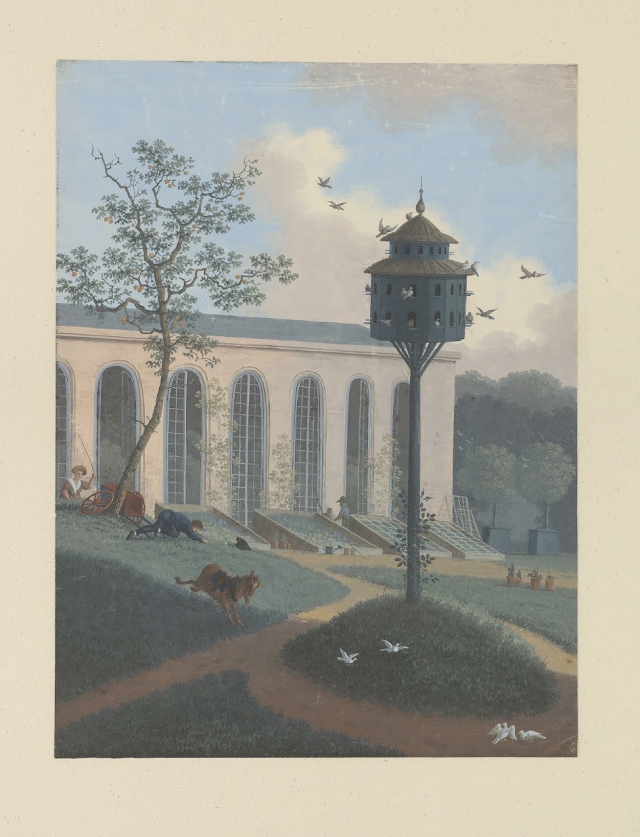Broeikassen en duiventil op de bloemisterij van ACen Hvan Eeden 1835 1845