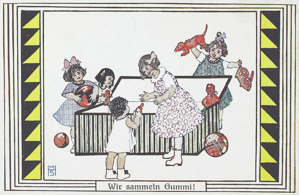 Unsere Kinder Im Kriege Wir Sammeln Gummi 1916