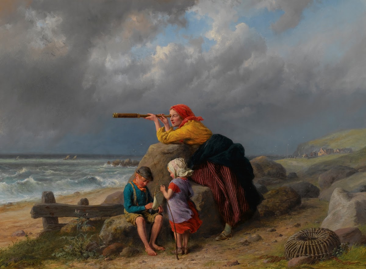 Awaiting The Return Of Fishing Boats 1870
