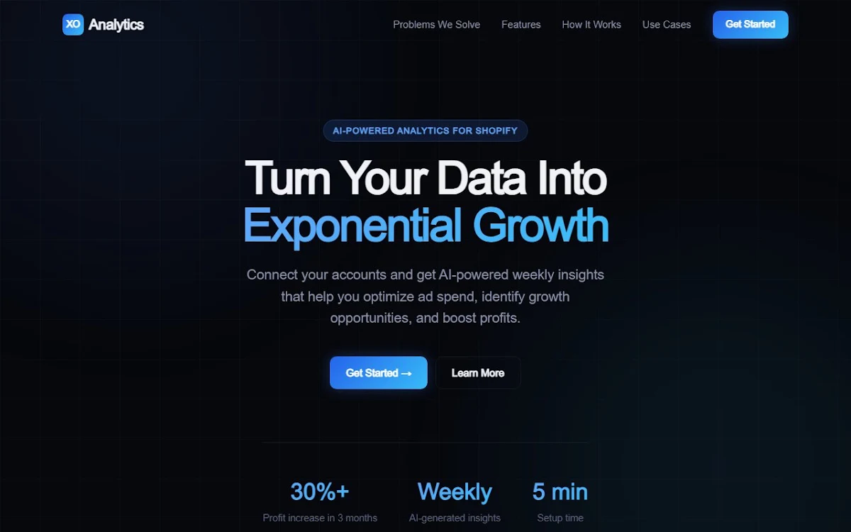 Captura de XO Analytics