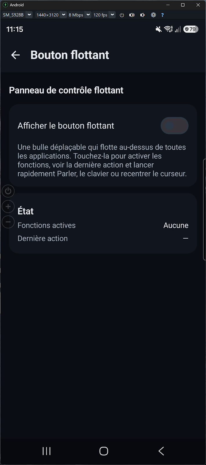 Accessibility Controller Android - bouton flottant : panneau de contrôle déplaçable au-dessus des apps