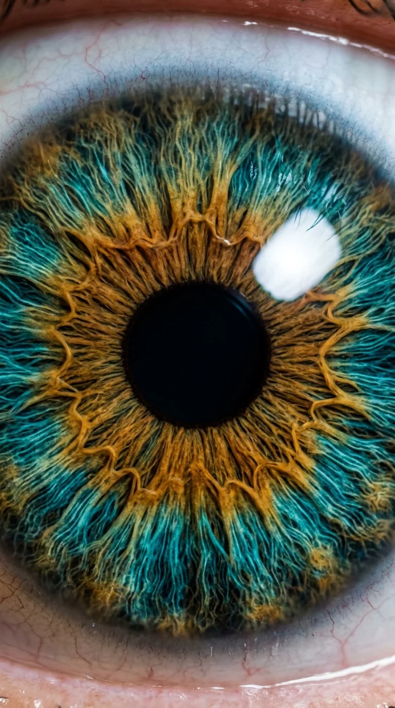Macro Photography of a Human Eye Iris in Gold and Teal - Free 4K mobile Wallpaper
