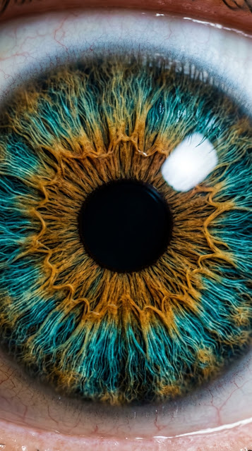 Macro Photography of a Human Eye Iris in Gold and Teal - Free mobile Wallpaper