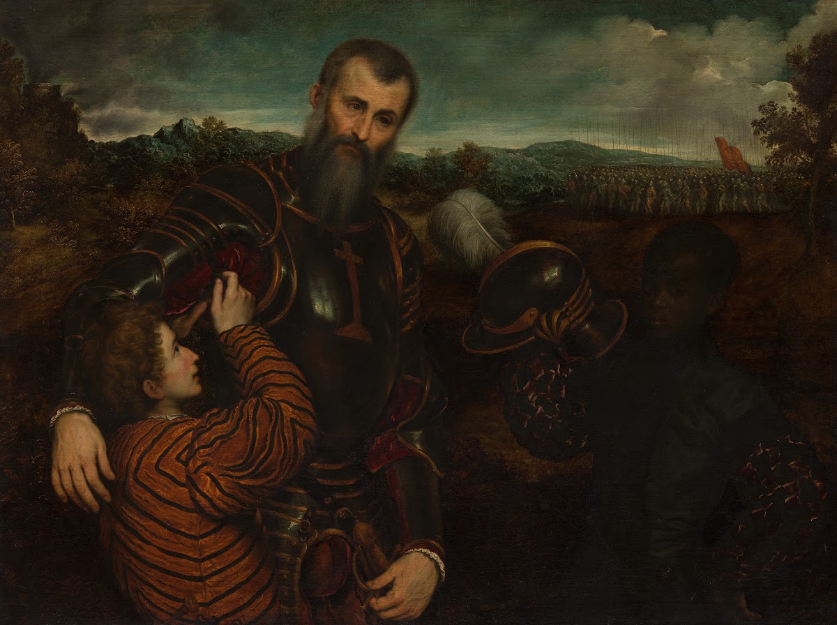 Portrait of a Man in Armor with Two Pages