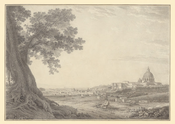 An extensive view of Rome from the Orti della Pineta Sacchetti 1780
