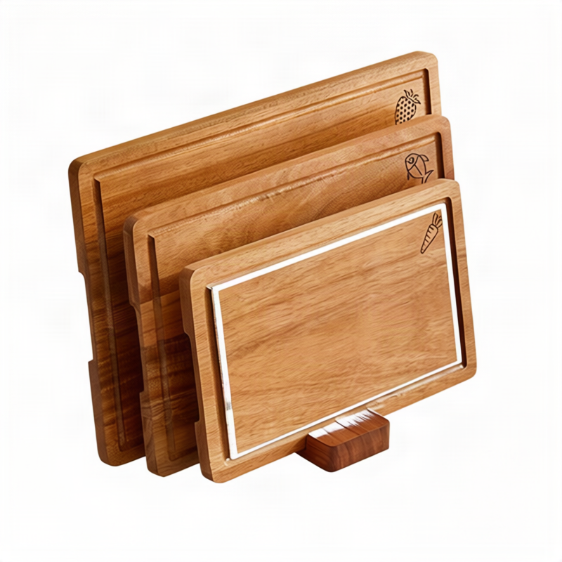 Holz-Schneidebrett, quadratisch, tragbar