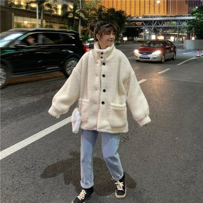 Lamb fleece jacket, loose and versatile