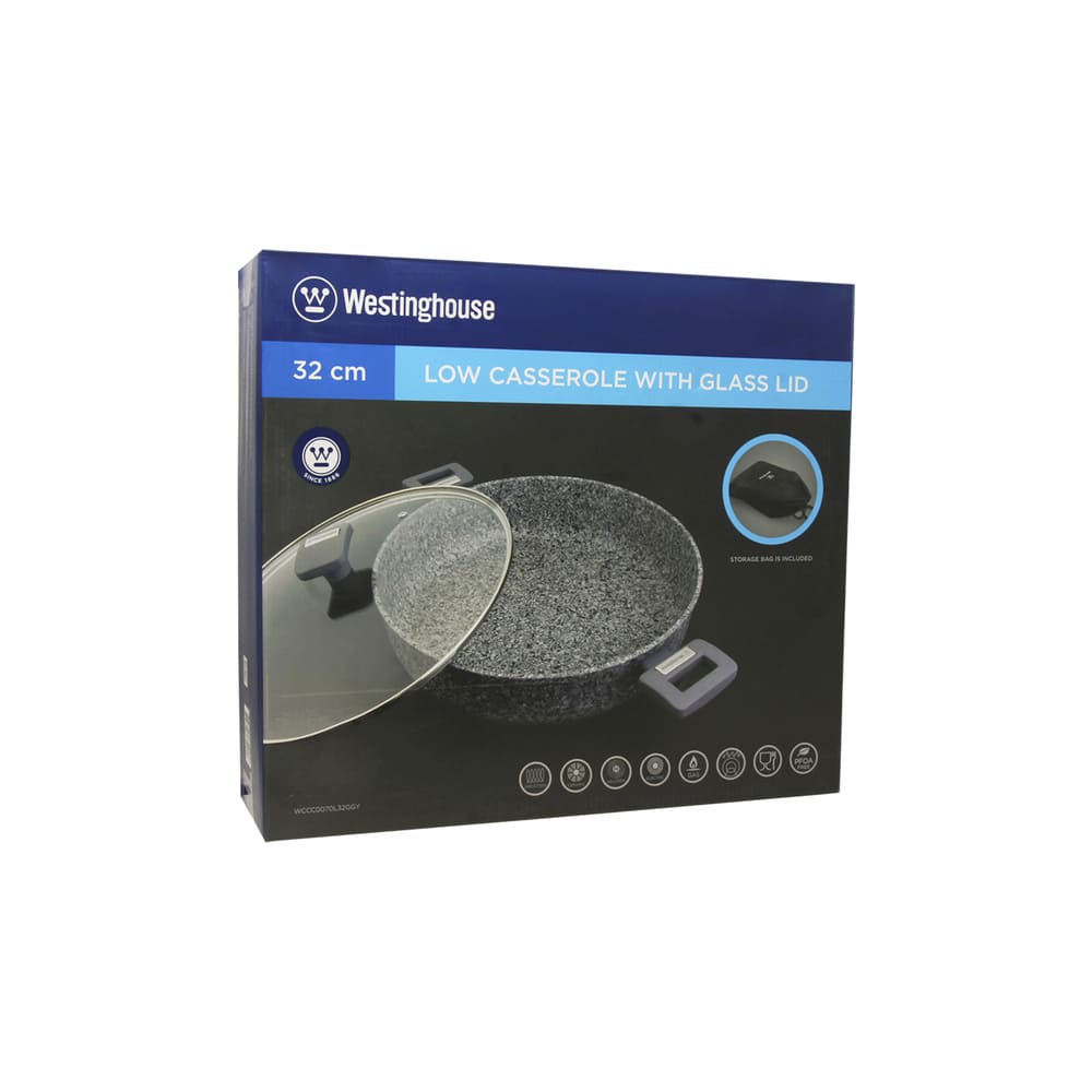 Arrocera antiadherente de mármol Westinghouse® de 28 cm con tapa color gris granito