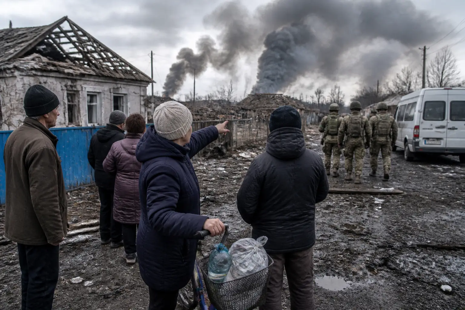 Editorial image for Ukrainian villagers confront aftermath of Russian drone strike on nearby ammunition depot