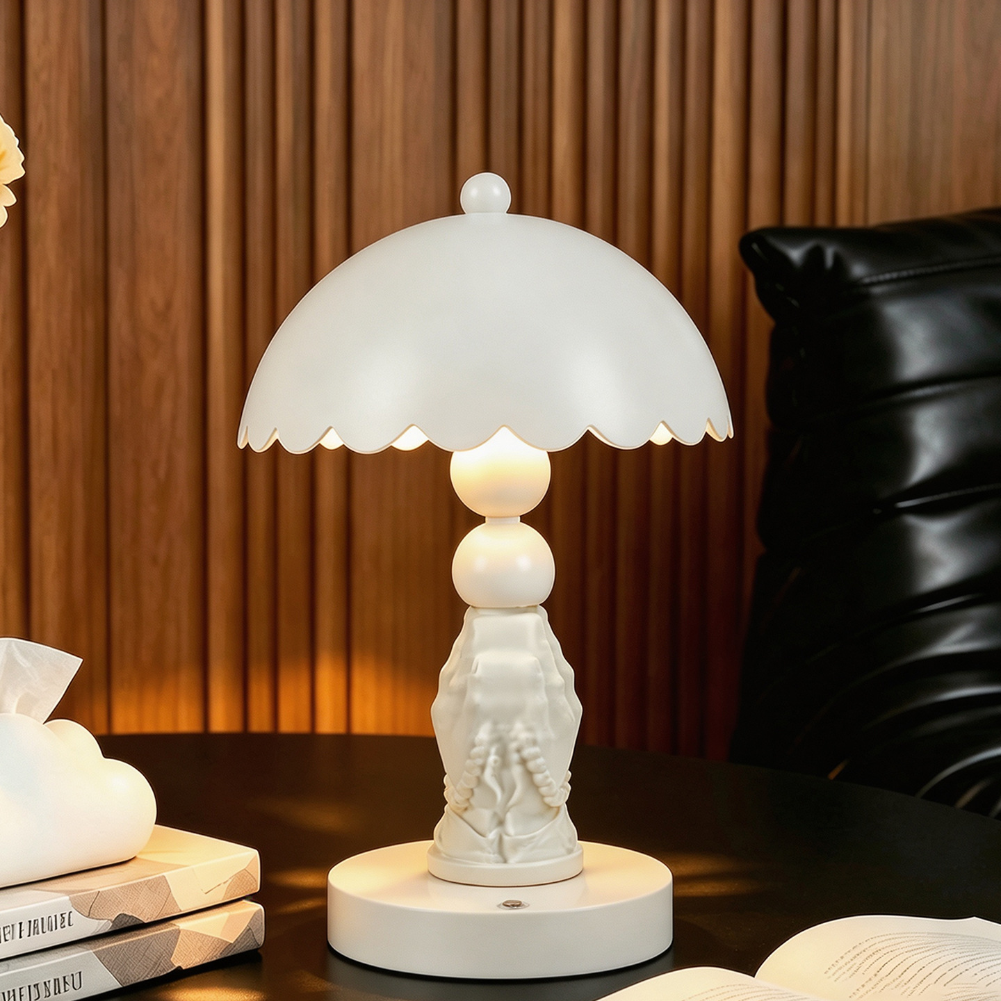 White Hands Table Lamp with Relief Design