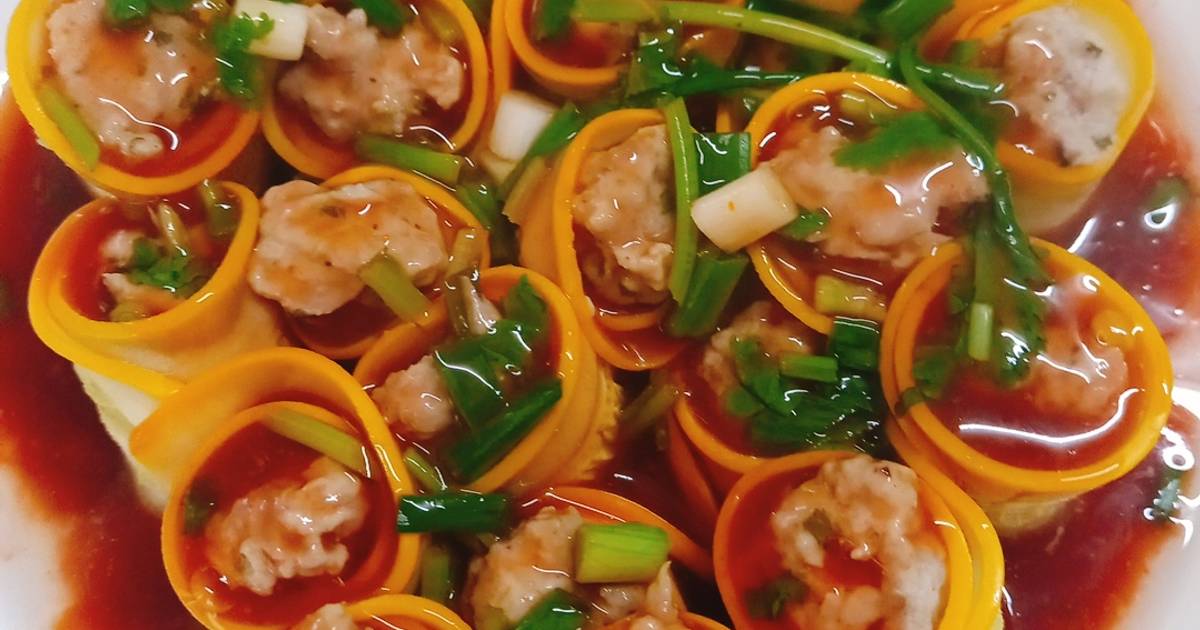 Bí ngòi cuộn thịt sauce nước tương