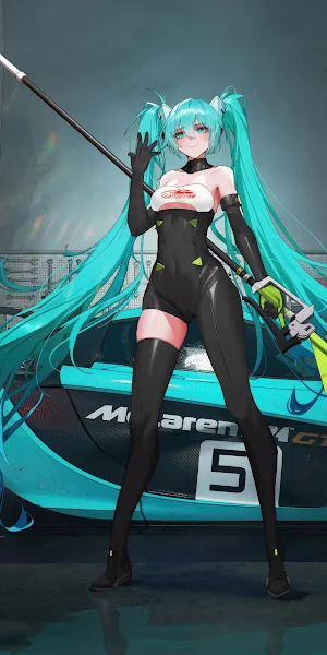 Miku, McLaren, Racing, Anime, Garage 4K Wallpaper Background
