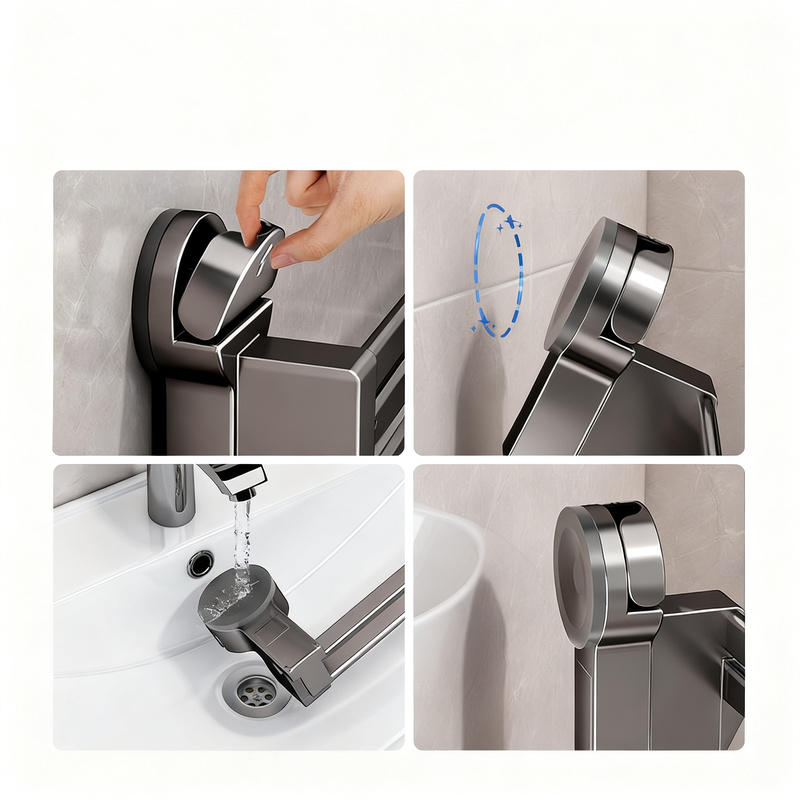 Bathroom slipper shelf with suction cup, extendable