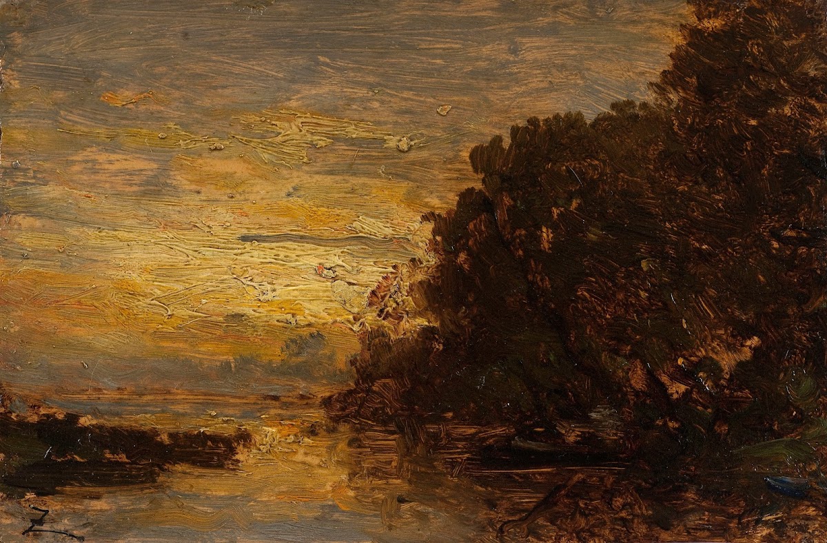 La Seine à Billancourt coucher de soleil 19th century