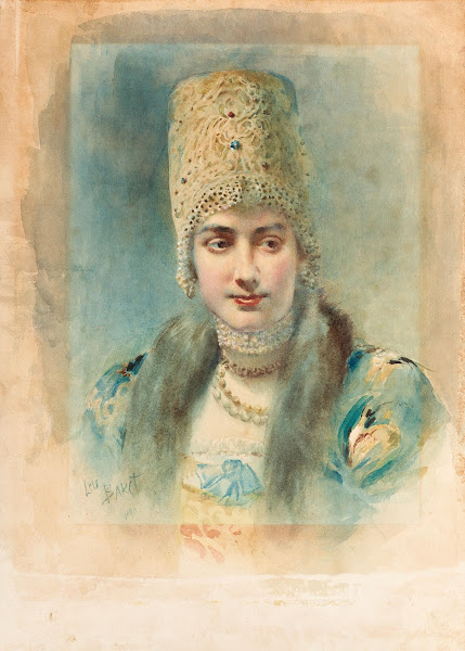 Girl Wearing a Kokoshnik and Pearl Choker 1890