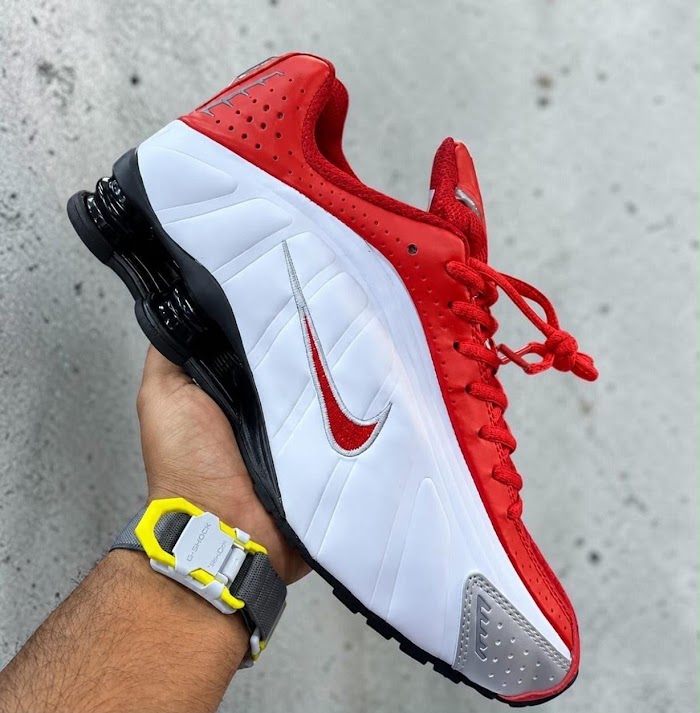 Nike Shox R4 Blanco Rojo 2
