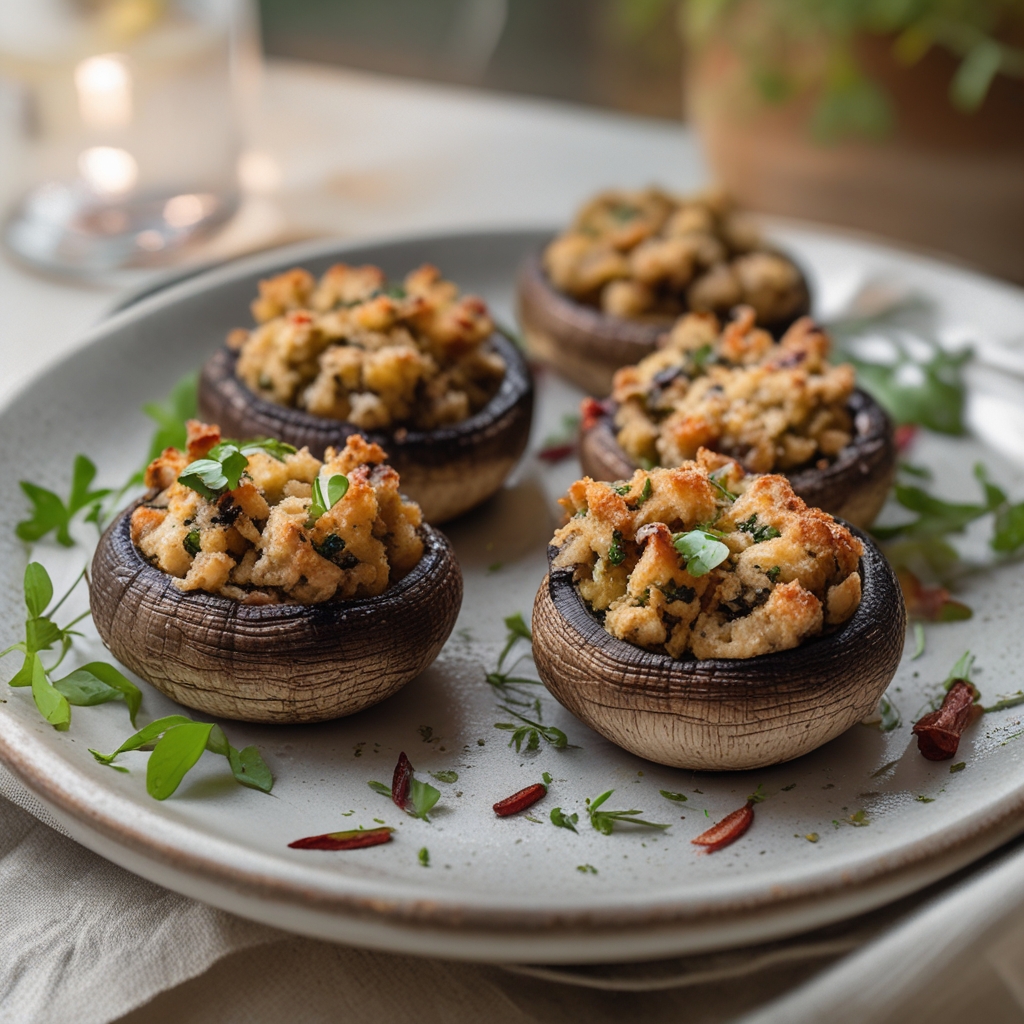 Final Crispy Mediterranean Stuffed Mushrooms with Lemon-Herb Feta & Artichokes