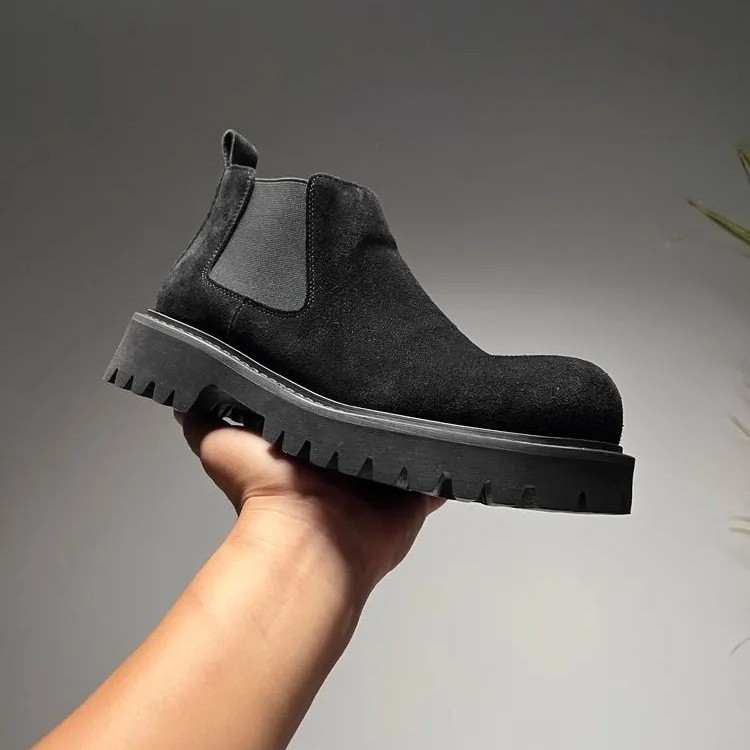 Men's suede-look Chelsea boots, flat heel