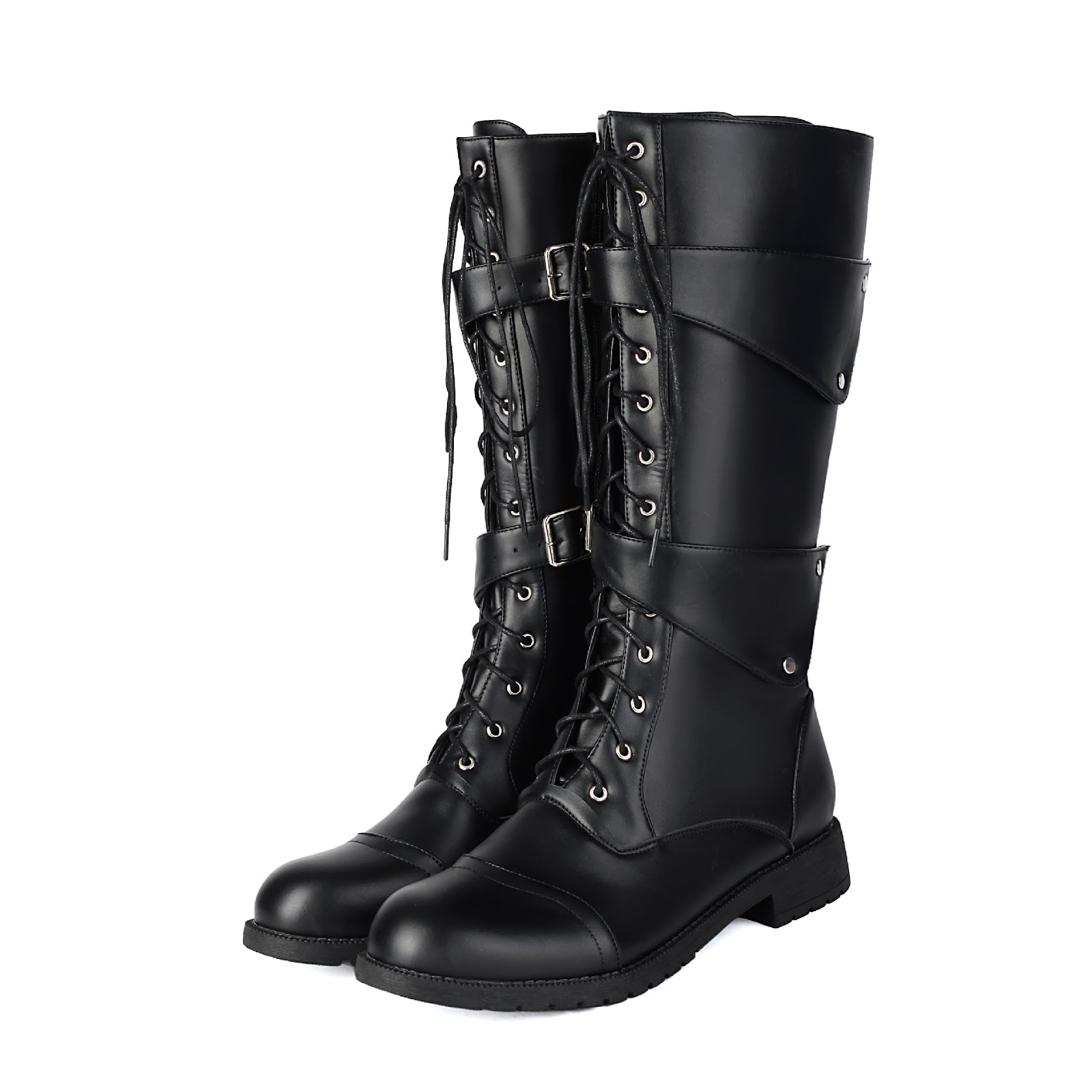 Men's boots with buckles and laces