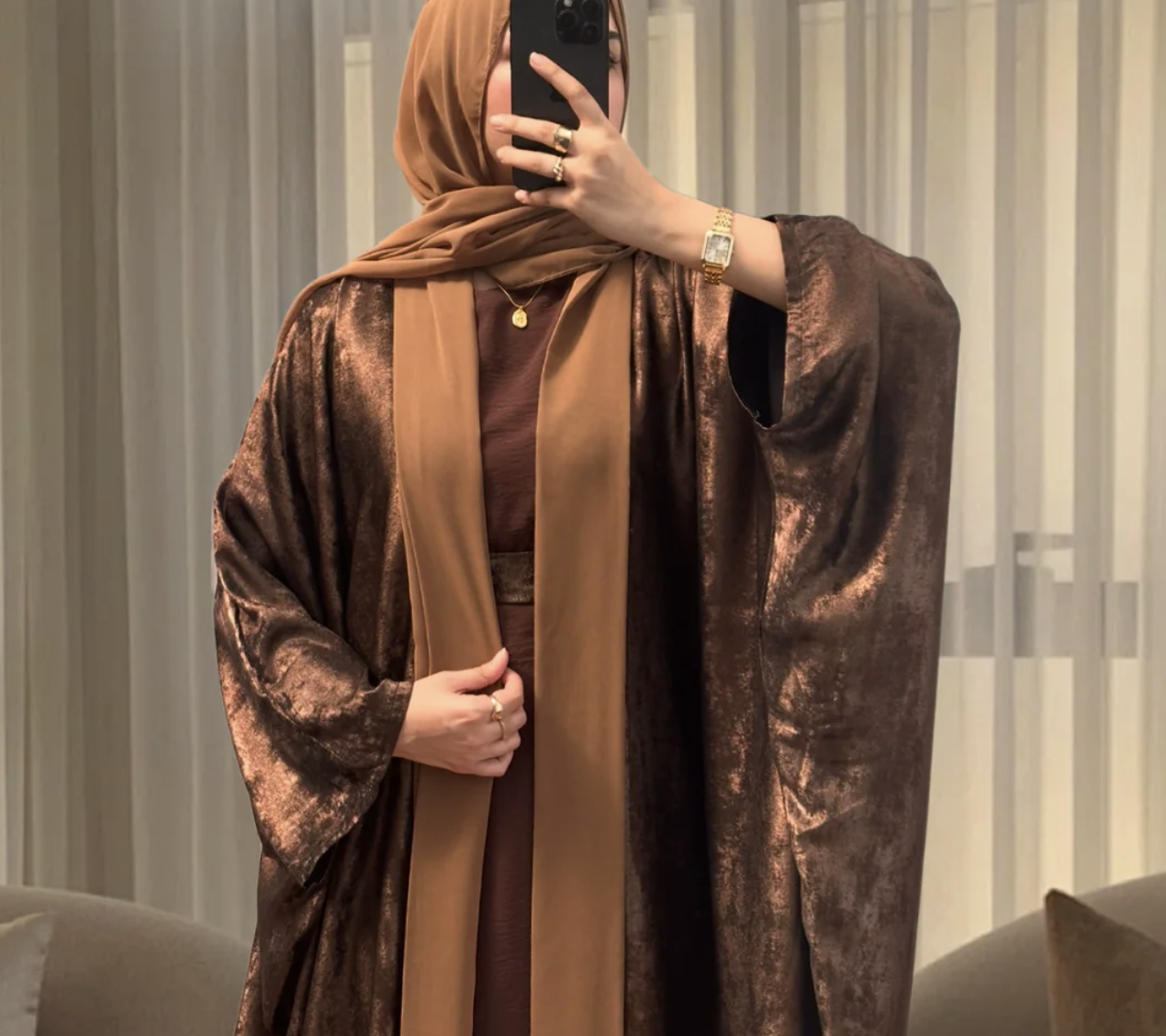 Hayah Blush Brown 4-Piece Abaya Set