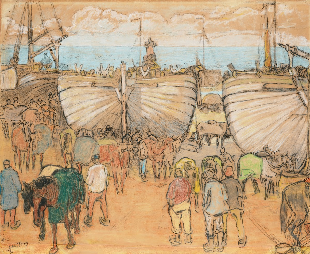 Bommen op het strand te Katwijk 1891