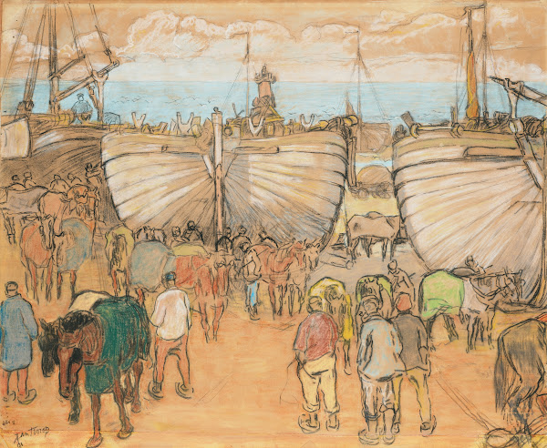 Bommen op het strand te Katwijk 1891