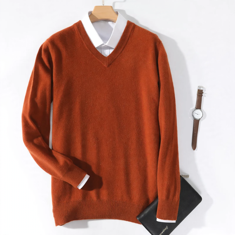 Men's Wool Sweater with V-neck