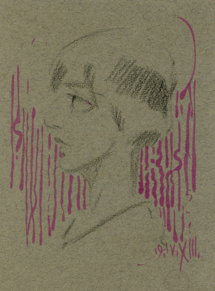 Damesgezicht in profiel 1913