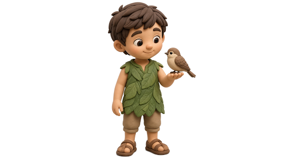 Adam with a bird resting on his hand — Origin Bible Week 2 Garden of Eden free image