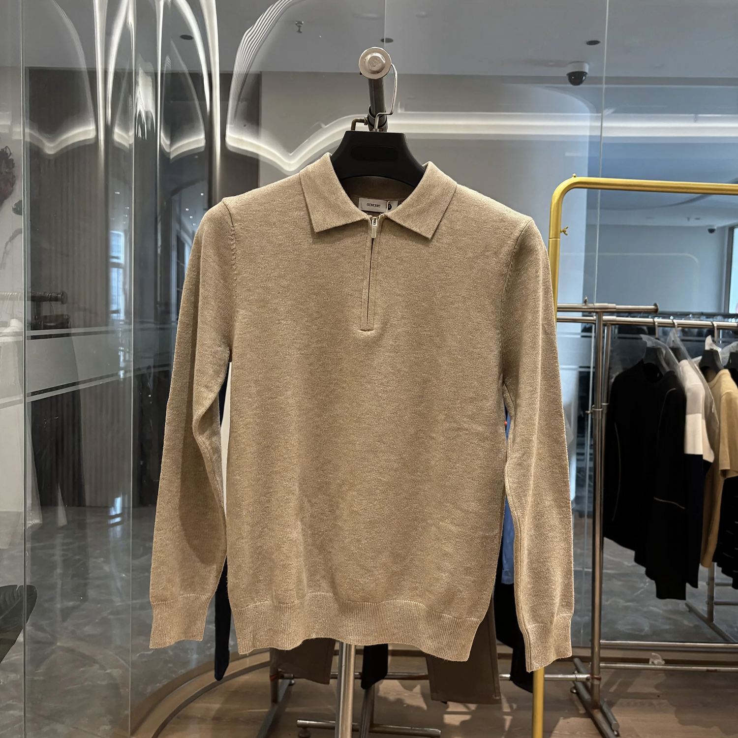 Herren-Strickpullover mit Reißverschluss und Kragen