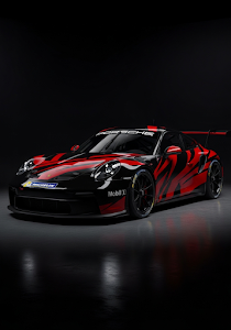 Porsche 911 Race Car Red Black Dark Studio