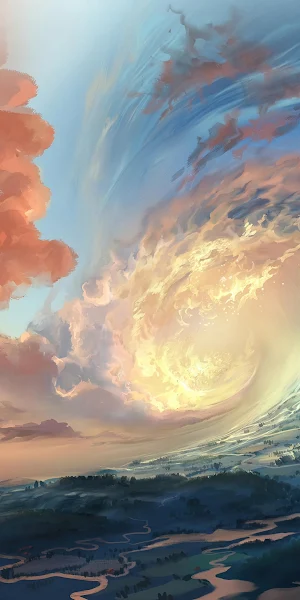 Singularity, Clouds, Trees, River, Digital Art 4K Wallpaper Background