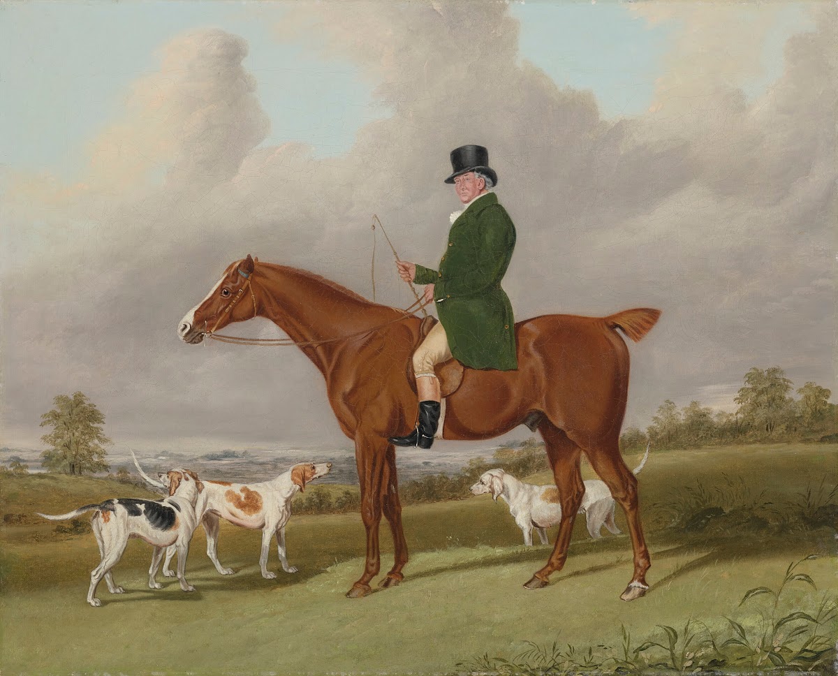 Portrait of Mr Rounding on his horse Spankaway