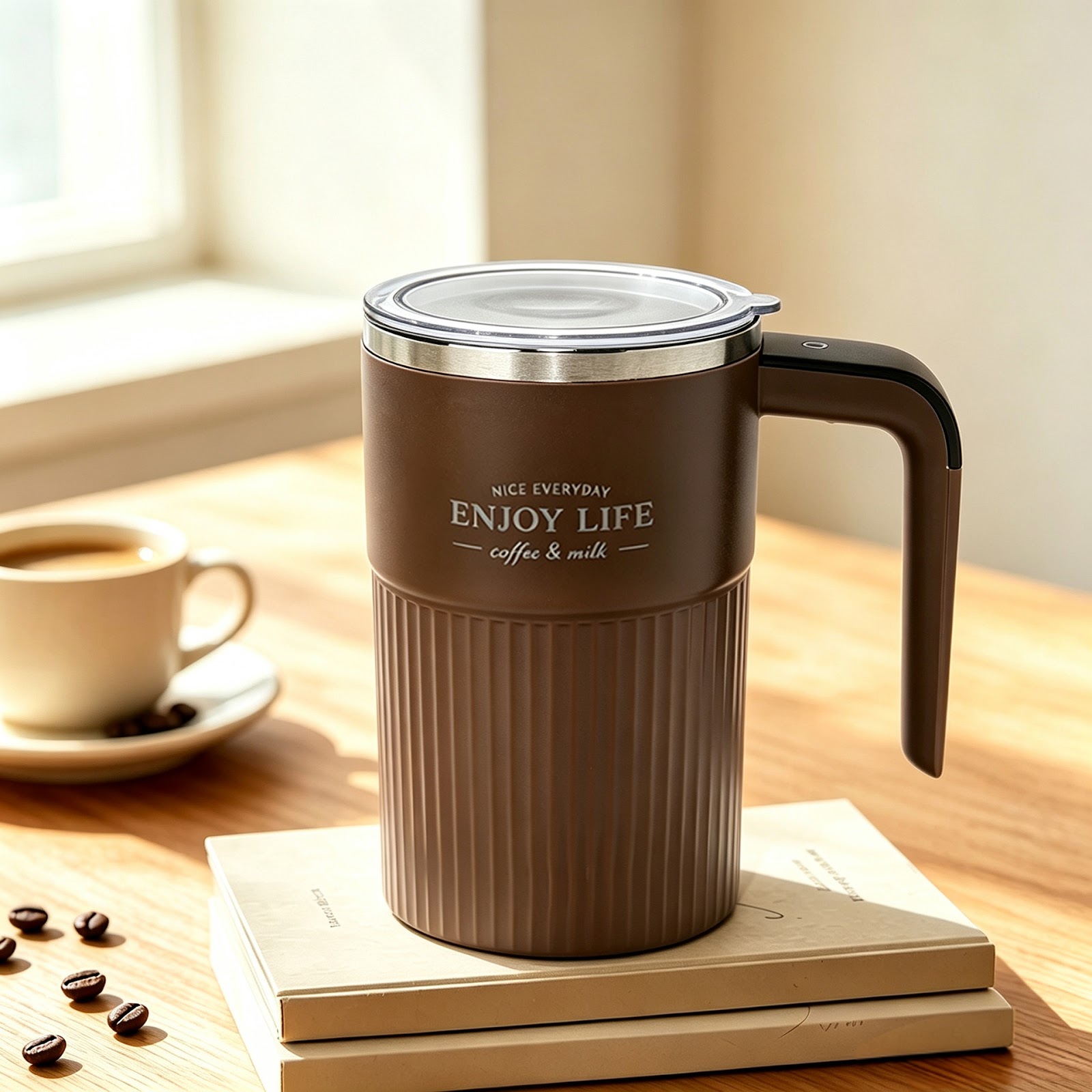Electric stirring cup, 380 ml, stainless steel