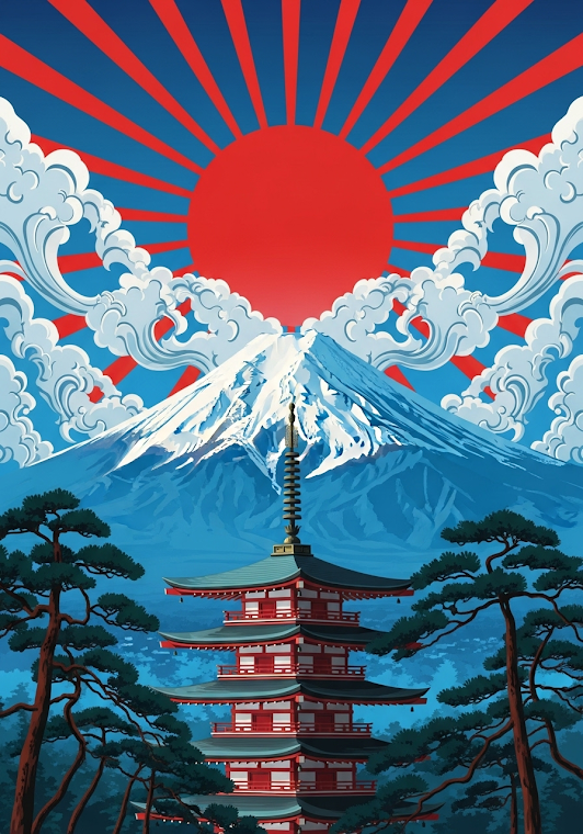 Majestic Mount Fuji and Historic Temple